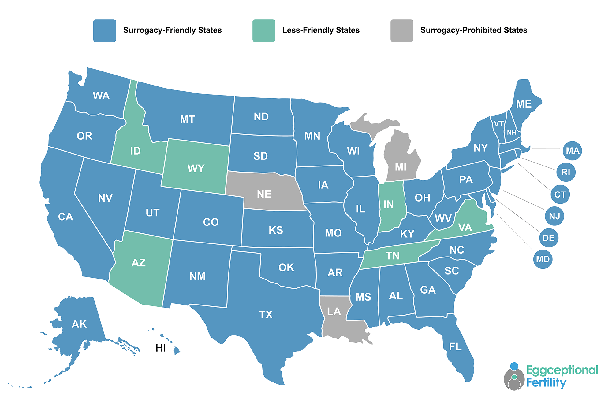 Surrogacy Laws by State Map